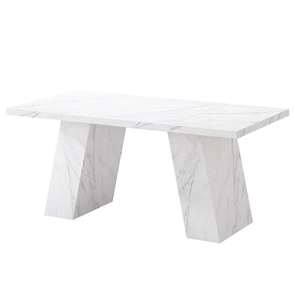 Moronia 63 in. Rectangular White Engineered Wood Computer Desk with Double Pedestal