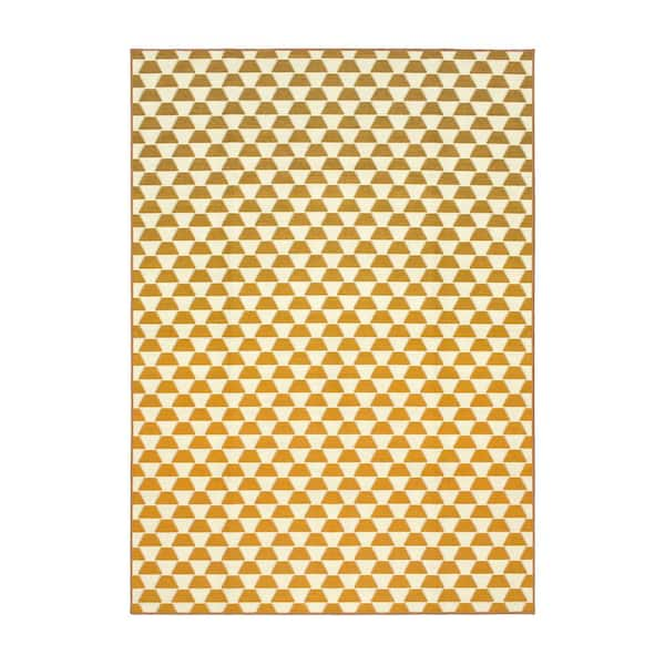 My Magic Carpet Yanis Yellow/Gold 5 ft. x 7 ft. Geometric Washable Area ...