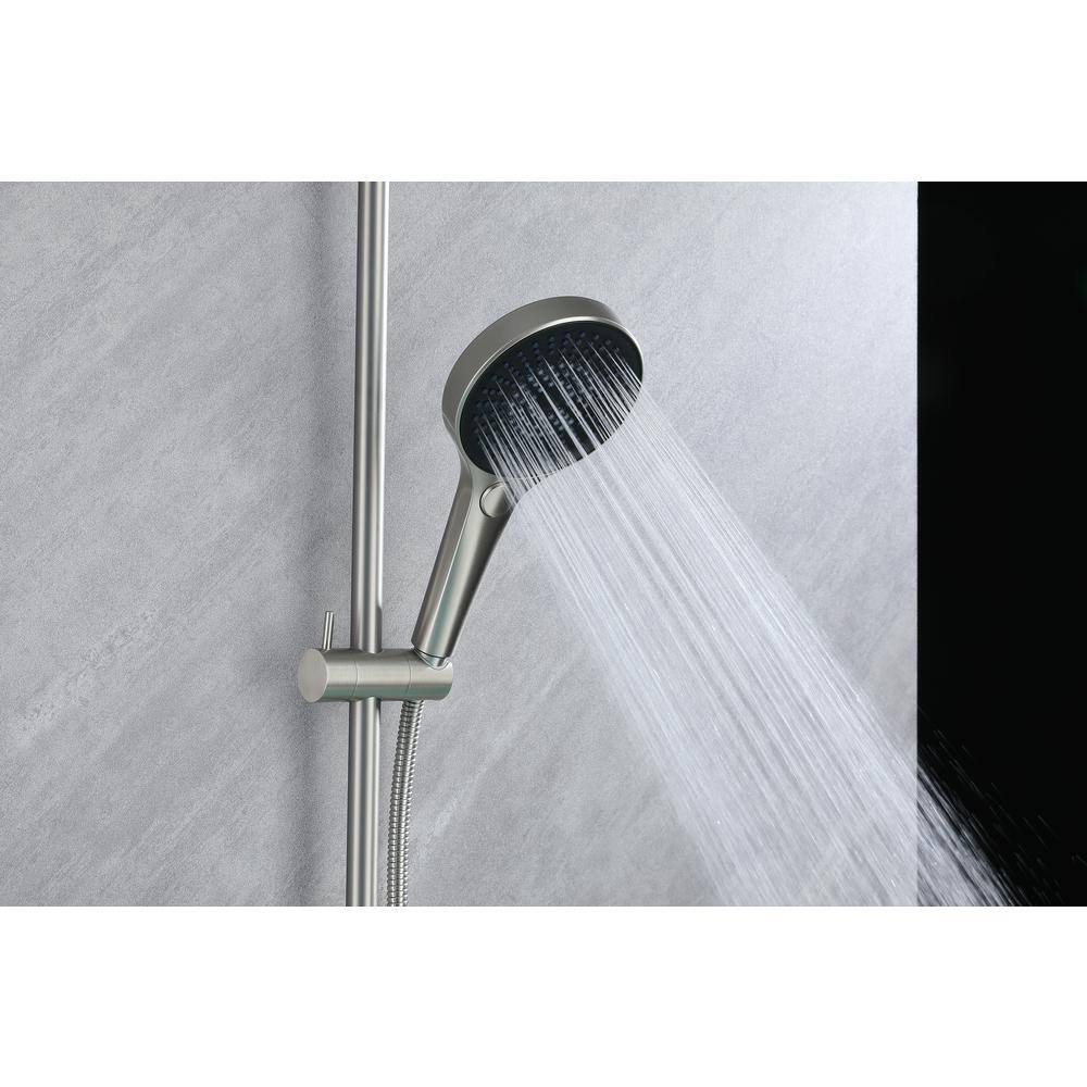 Brushed Nickel Wall Mount Waterfall Faucet Set with Adjustable Hand Shower