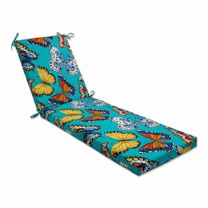 23 x 30 Outdoor Chaise Lounge Cushion in Blue Butterfly Garden