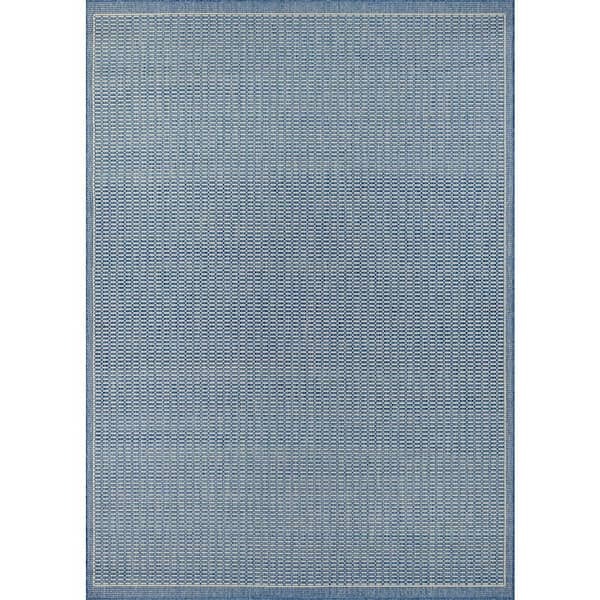 Couristan Recife Saddle Stitch Champagne-Blue 4 ft. x 5 ft. Indoor/Outdoor Area Rug