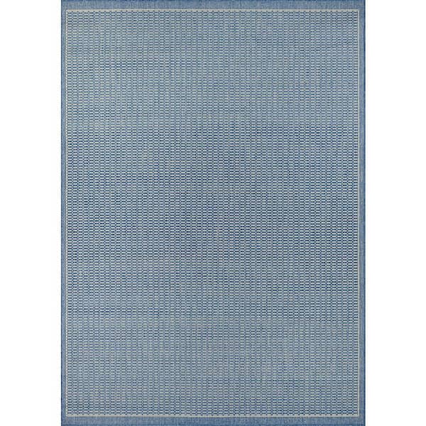 Couristan Recife Saddle Stitch Champagne-Blue 5 ft. x 8 ft. Indoor/Outdoor Area Rug
