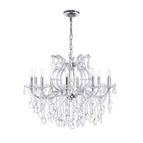 CWI Lighting Colossal 10-Light Chrome Indoor Chandelier With Glass Shades