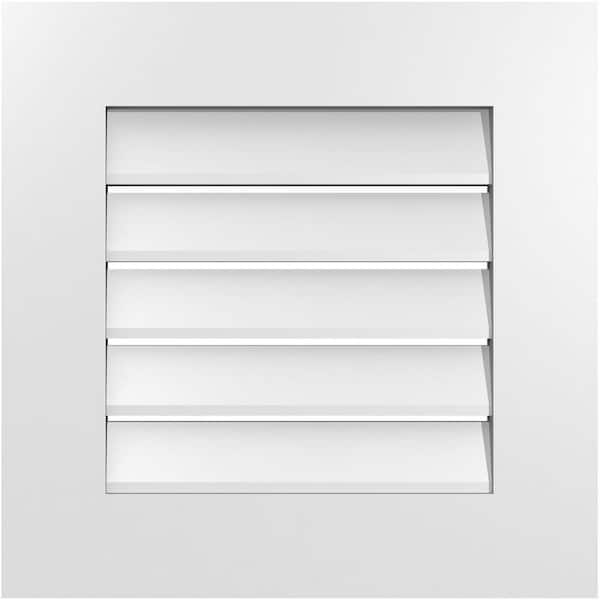Ekena Millwork 20 in. x 20 in. Vertical Surface Mount PVC Gable Vent: Functional with Standard Frame