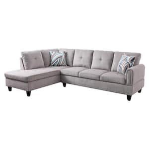 StarHomeLiving 25 in. W 2-piece Microfiber L Shaped Sectional Sofa in Gray
