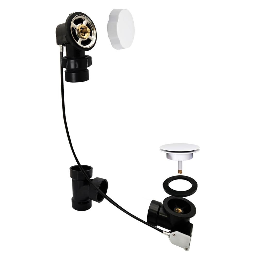 Sch. 40 ABS 35 in. Cable Drive Bath Waste Ball Joint Head, Powder Coat White