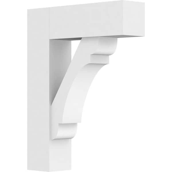 Ekena Millwork 3 in. x 18 in. x 14 in. Olympic Bracket with Block Ends, Standard Architectural Grade PVC Bracket