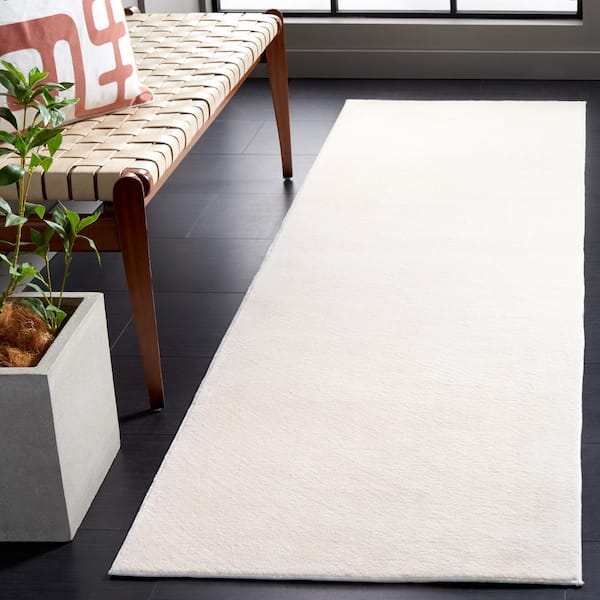 Faux Rabbit Fur Beige 2 ft. x 6 ft. Machine Washable Solid Flokati Runner Rug