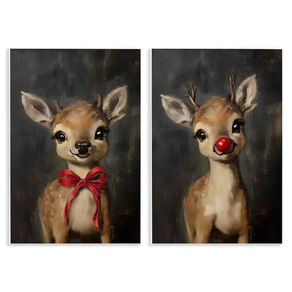 Baby Reindeer Characters by Lettered and Lined 2 Piece Unframed Graphic Art Print Animal 19 in. x 13 in.