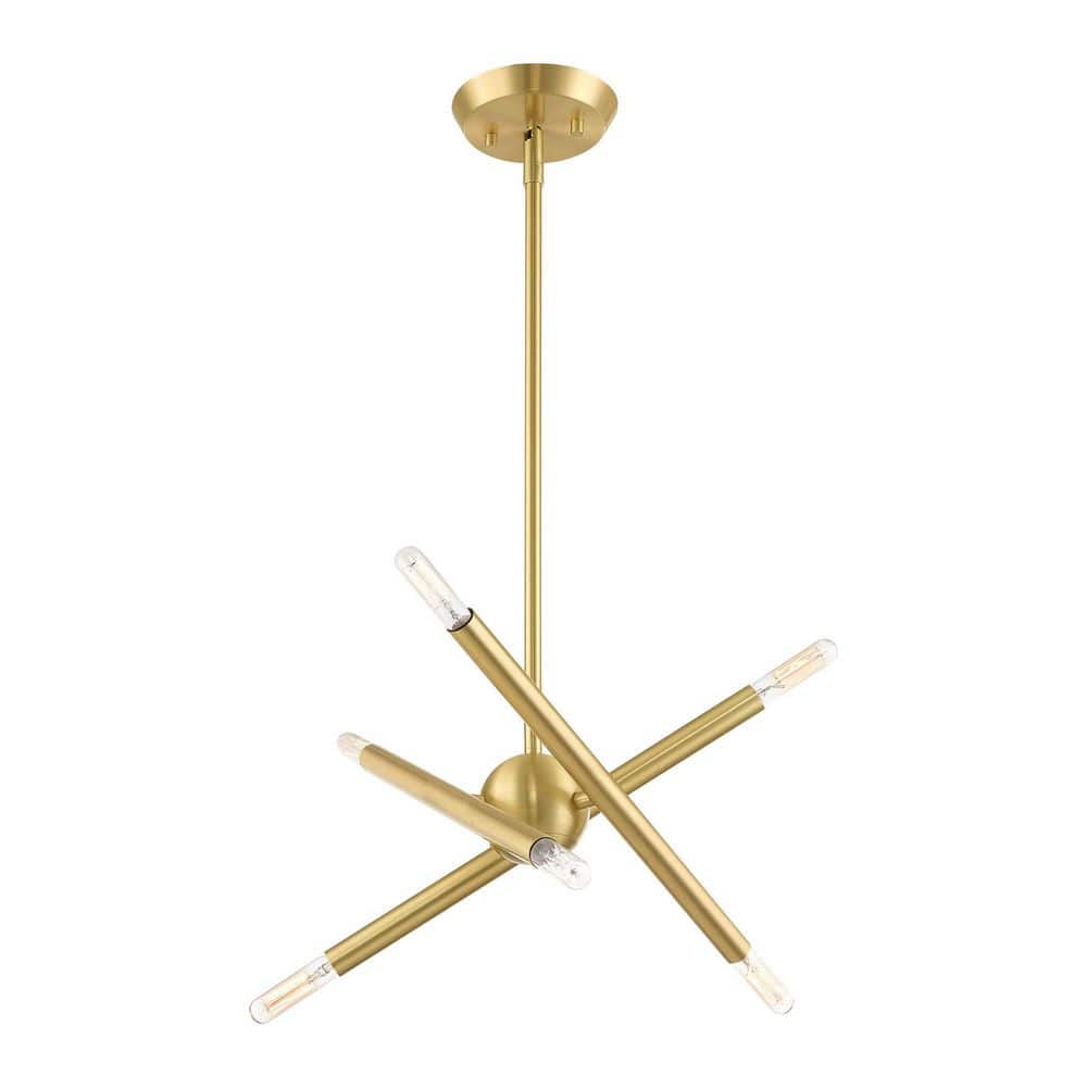 Soho Satin Brass Mini Sputnik 6-Light Chandelier