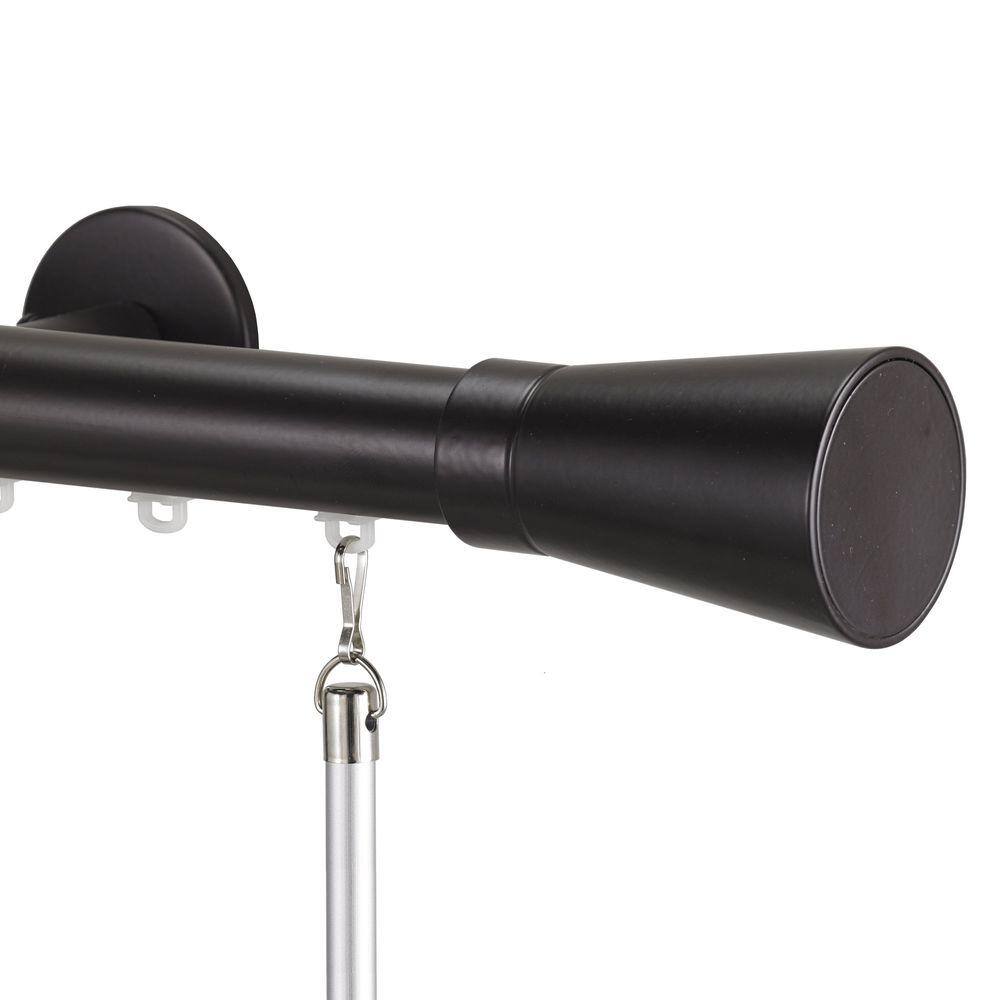 Tekno 25 Decorative 60 in. Traverse Rod in Maroon with Linea Finial
