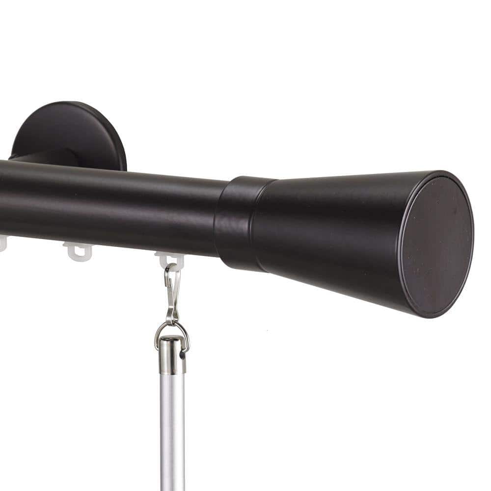 Tekno 25 Decorative 84 in. Traverse Rod in Maroon with Linea Finial
