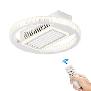 21 in. Leafless 6 Speed Reversible Motor Indoor White Ceiling Fan with Dimmable Integrated LED, Remote and APP Control