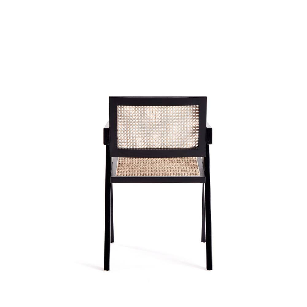 Hamlet Black and Natural Cane Rattan Dining Arm Chair Set of 2