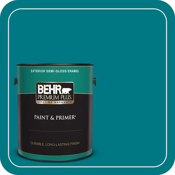 BEHR PREMIUM PLUS 1 gal. #P470-7 The Real Teal Semi-Gloss Enamel Exterior Paint & Primer
