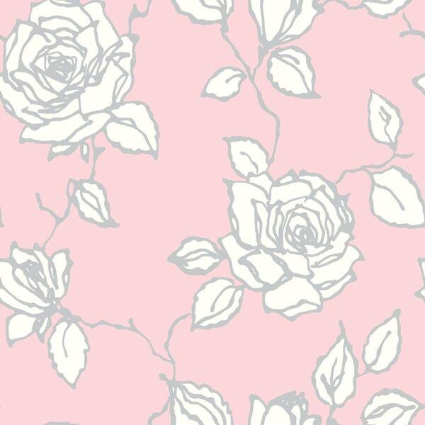 The Wallpaper Company 8 in. x 10 in. Vintage Rose Pink Wallpaper Sample