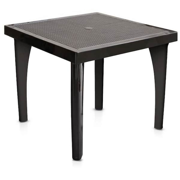 Inval 31.5 in. Square Plastic Outdoor Patio Dining Table in Espresso Color