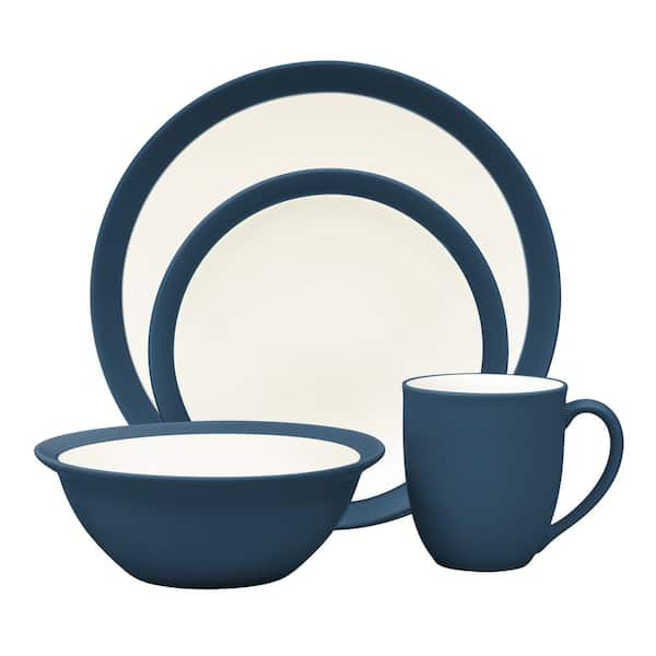 Noritake Colorwave Blue 4-Piece (Blue) Stoneware Curve Place Setting, Service for 1