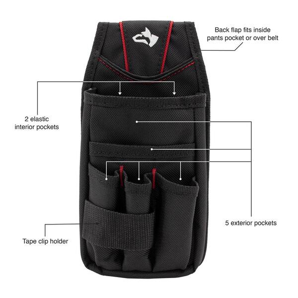 Details about   Husky 7" Utility Plus Pouch Black Back Flap Several Sections Compartments