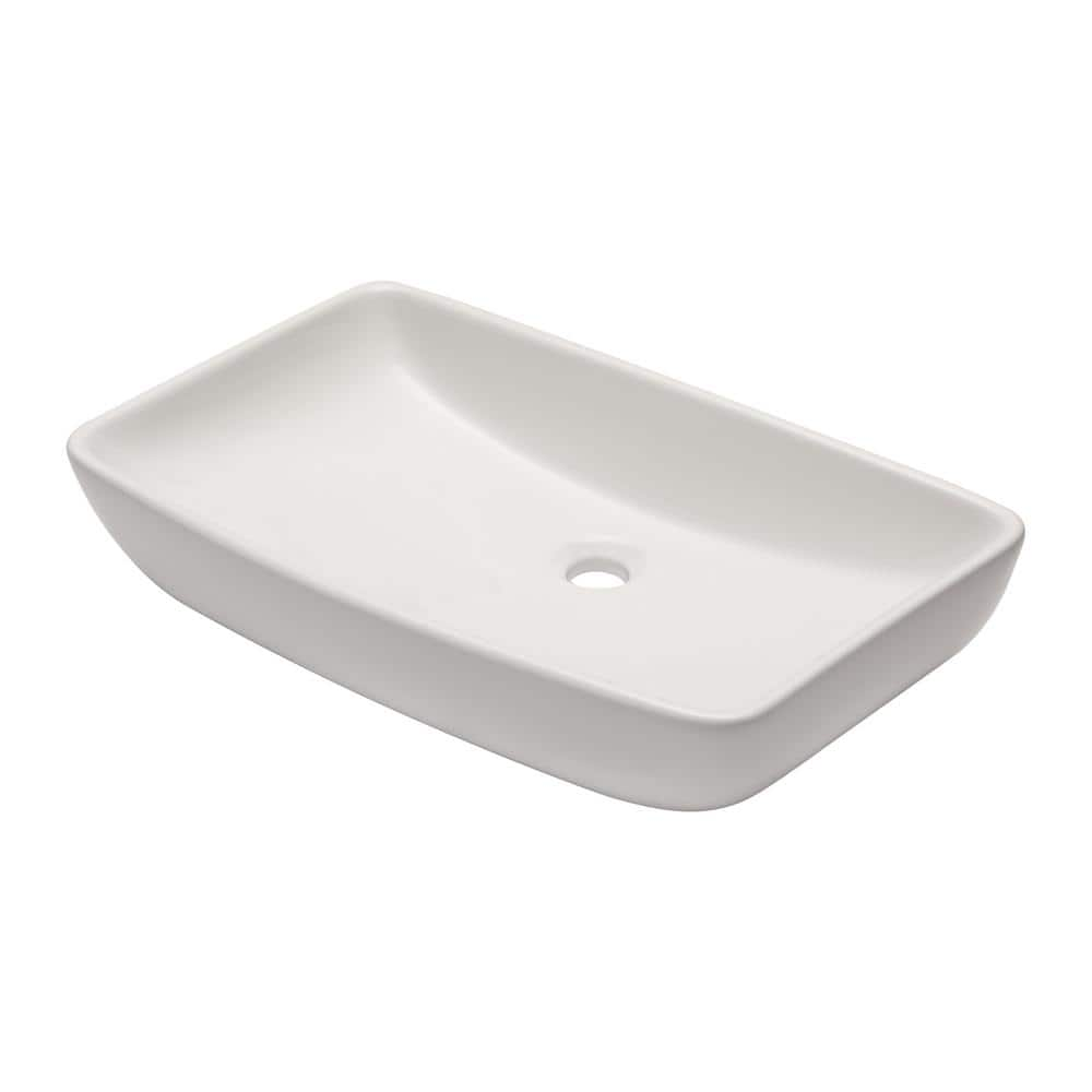 Logmey 24 in. Modern Bathroom Oval Vessel Sink White Porcelain Ceramic ...