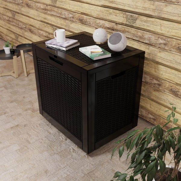 30 Gallon Black Resin Large Storage Deck Box forOutdoor Indoor