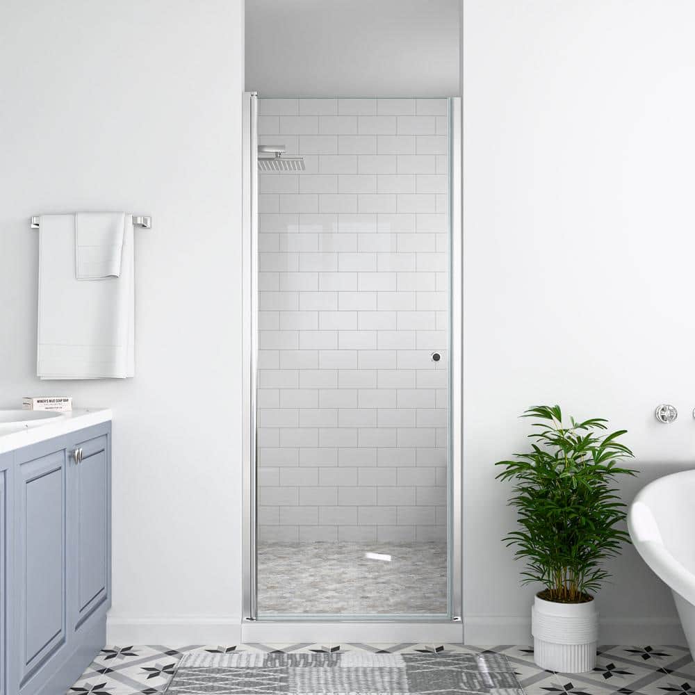 34 in. W x 72 in. H Space Saving Pivot Semi-Frameless Swing Shower Door in Chrome Finish in 1/4 in. Clear Tempered Glass price history on PriceWatchPro