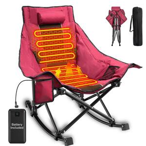 SEEUTEK Heated Camping Chair-Oversized Rocking Chair with 3 Heat