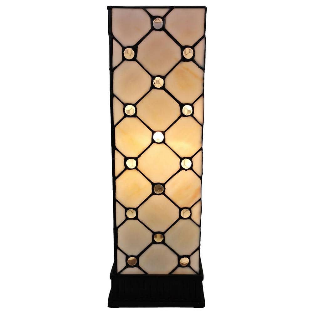 18" White Stained Glass Tiffany Style Table Lamp