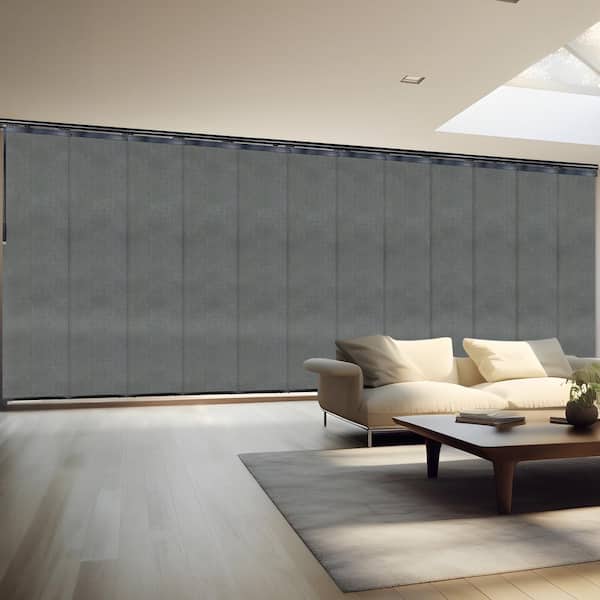 EMOH Metallic 140 in. x 260 in. W x 94 in. L Adjustable 12-Panel, Black Double Rail Panel Track with 23.5 in. Slates