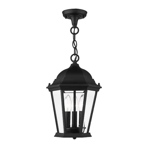 Livex Lighting Hamilton 3 Light Textured Black Outdoor Pendant Lantern