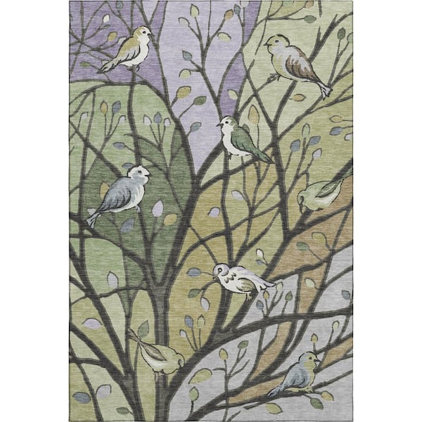 Mayfield Premium Machine Washable Abstract AMF2336 Aloe 10 ft. x 14 ft. Area Rug