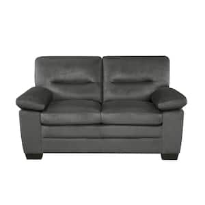 Solomon 63 in. W Dark Gray Textured Fabric Loveseat