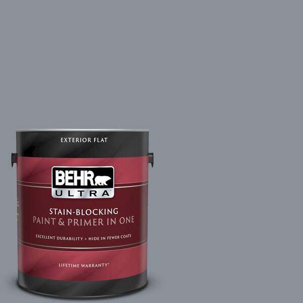 BEHR ULTRA 1 gal. #UL260-20 Dark Pewter Flat Exterior Paint and Primer in One