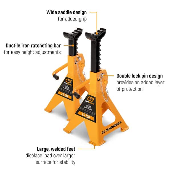 12-Ton Ratcheting Jack Stands (2-Piece)