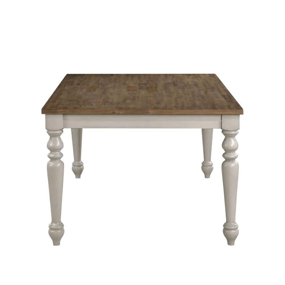 Jennifer White and Brown Reclaimed Wood Dining Table