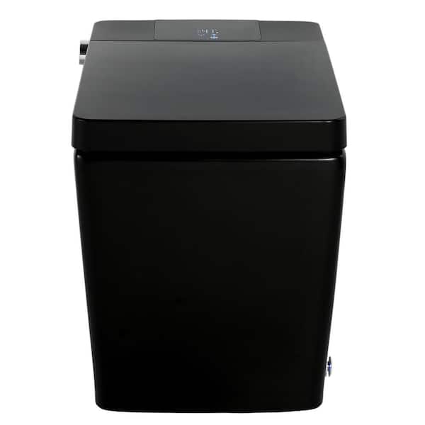 Staykiwi 1-Piece, 1.32 GPF Dual Flush Square Smart Toilet in Matte Black