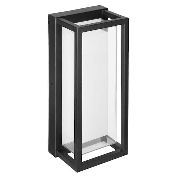 Maxxima Black Outdoor LED Wall Light with Clear Lens, Sconce, Modern Porch Light, 1800 Lumens, 5 CCT 2700K-5000K