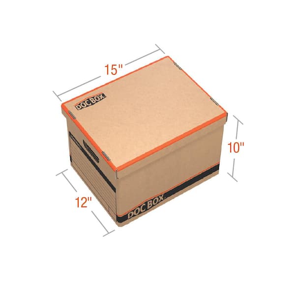 15 in. L x 10 in. W x 12 in. D Document Box 3-Pack