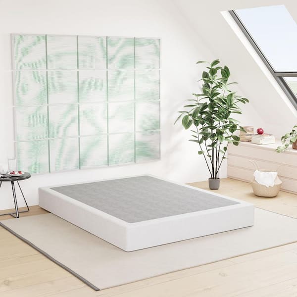 Comasach 8 in. King Size Box Spring High Profile Metal Bed Base with Fabric Cover, Sturdy Mattress Foundation, Easy Assembly