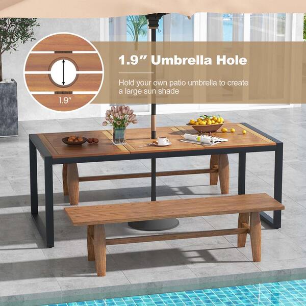 Costway 79 in. Acacia Wood 8-Person Outdoor Coffee Table 1.9 Costway 79 in. Acacia Wood 8-Person Outdoor Coffee Table 1.9