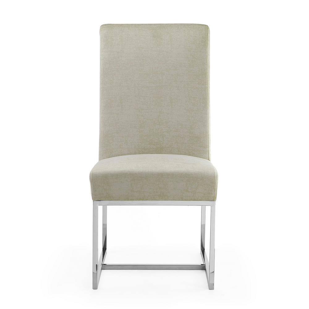 Champagne Velvet High-Back Dining Chair with Metal Frame