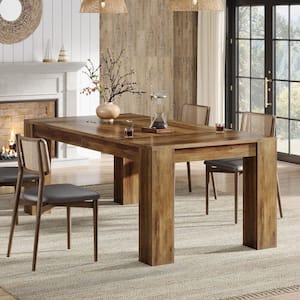 BYBLIGHT Bullen Farmhouse Wood 63" 4-Legs Dining Table Seats