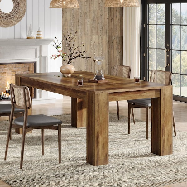 BYBLIGHT Bullen Farmhouse Wood 63 in. 4-Legs Dining Table Seats 4 to 6 People