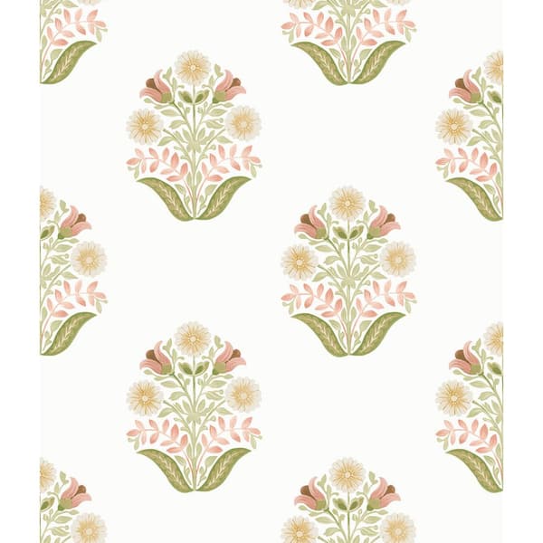 York Wallcoverings Sophie Pink Floral Medallion Peel and Stick Wallpaper