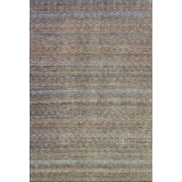 Mayfield Premium Machine Washable Abstract AMF2106 Brown 9 ft. x 12 ft. Area Rug