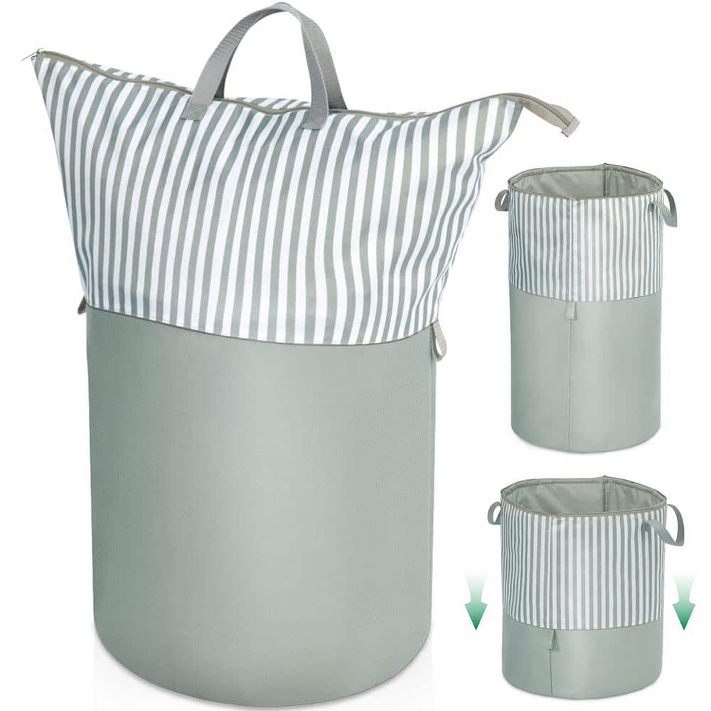 Foldable Laundry Basket with Wheel Collapsible Bucket with Handle