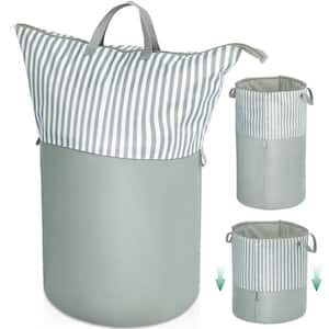 Gray Fabric Laundry Basket with Zipper and Handles 90 l