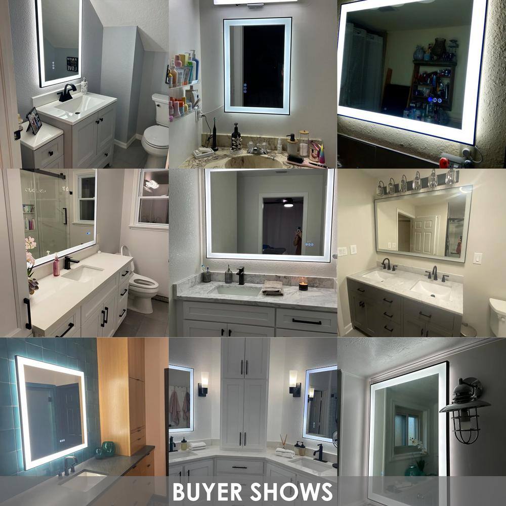 28" x 20" Black Aluminum Rectangular LED Bathroom Mirror