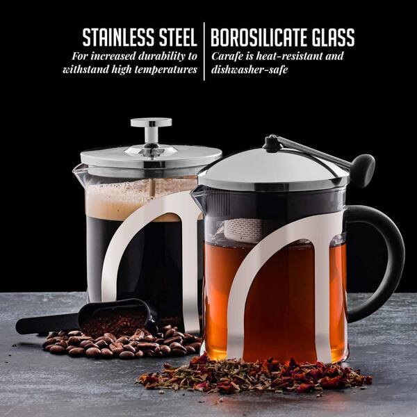 Ovente Glass Tea Maker with Stainless Steel Retractable Infuser (20oz)