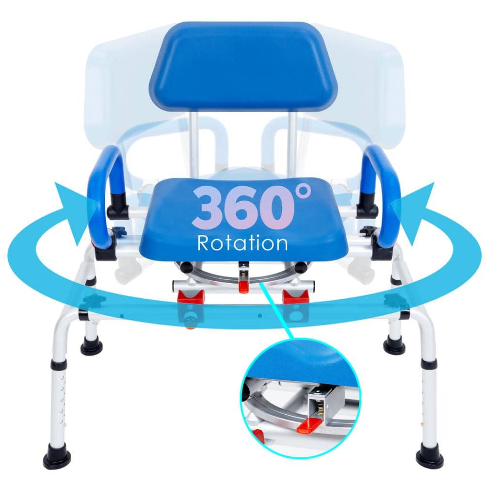 Blue Adjustable Plastic Tub Transfer Bench with Swivel Seat